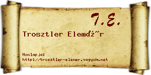 Trosztler Elemér névjegykártya